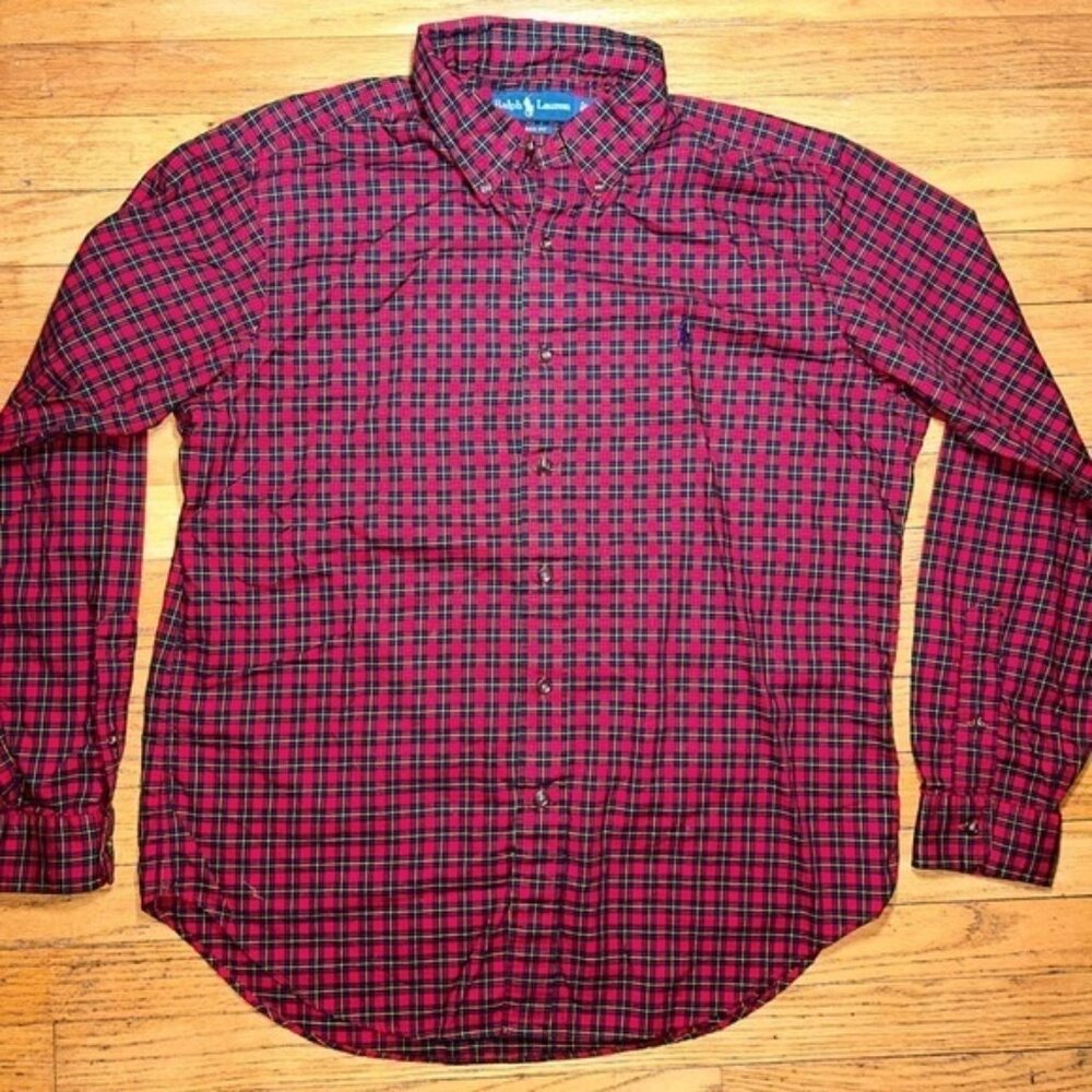 Ralph Lauren Plaid Button Down Shirt Mens Large